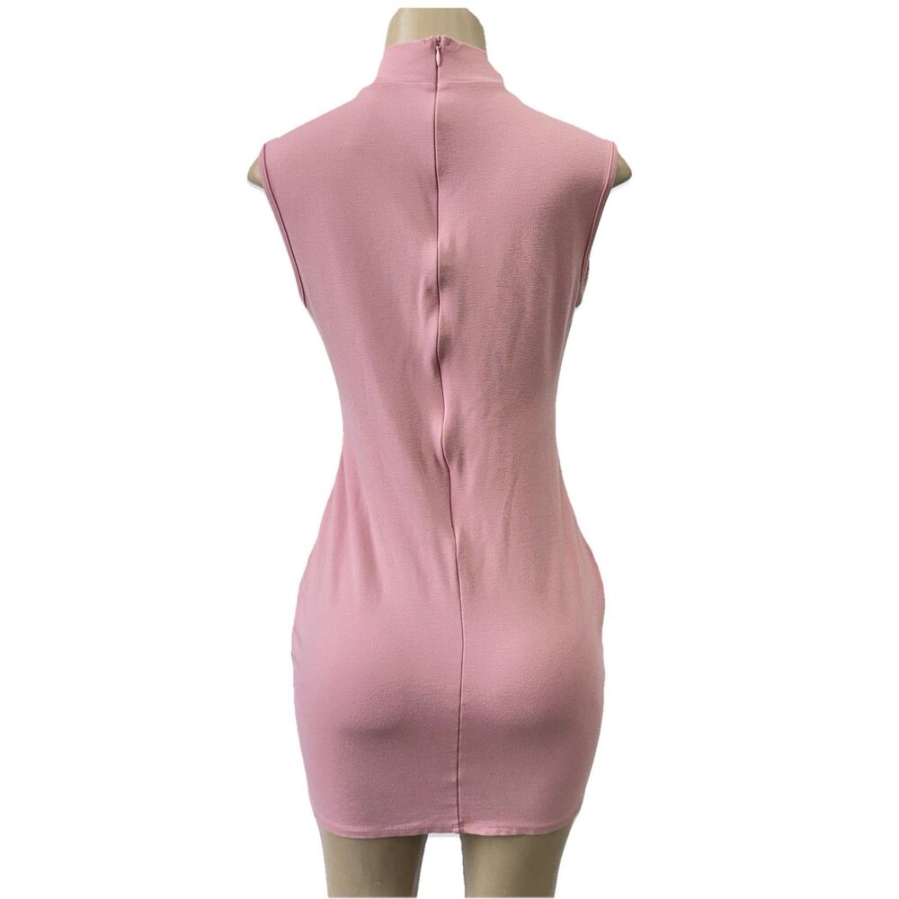Love Republic Mauve Pink Bodycon Mini Dress Cutout Choker Neck Sleeveless Sz L - Picture 2 of 7